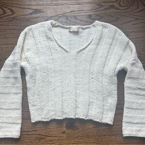 Altar’d State Cropped V-Neck Sweater in beige